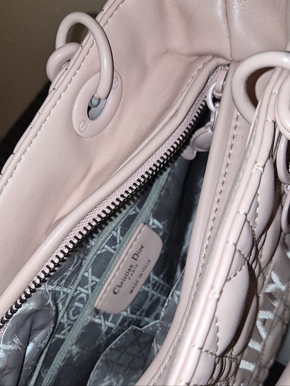 Dior Light Pink Quilted Leather Shoulder Bag